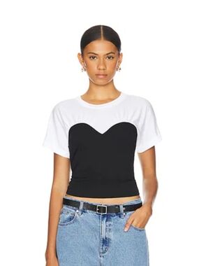 Michael Lauren "Kinsley" Black & White Sweetheart  Tee